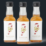 Candy Cane | Fun Christmas Wit & Goud Likeurfles Etiket<br><div class="desc">Eenvoudige kerst wit & goud mini alcohol flesje label met een snoepje met glitterige gouden strik. Pas met korte groet en de naam van de afzender aan. Mix en match met andere design in deze serie.</div>