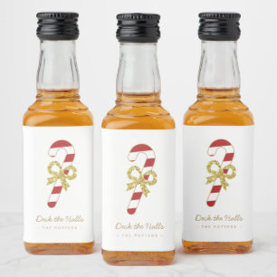 Candy Cane Fun Christmas Wit & Goud Likeurfles Etiket