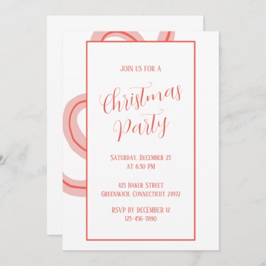 Candy Cane Geïnspireerd Kerstfeest Uitnodiging (Voorkant / Achterkant)