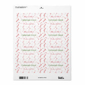 Candy Cane Gepersonaliseerde Christmas Treat Label (Full Sheet)