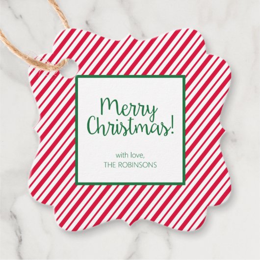 Candy Cane Gestreept Bedankjes Labels (Voorkant)