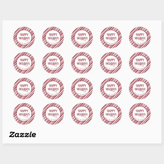 Candy Cane gestreept vakantie Ronde Sticker (Vel)