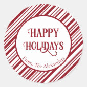 Candy Cane gestreept vakantie Ronde Sticker (Voorkant)