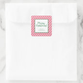 Candy Cane Gestreept Vierkante Sticker (Tas)