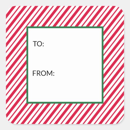 Candy Cane Gestreepte Naar Van Vierkante Sticker (Voorkant)