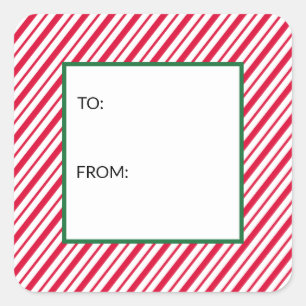 Candy Cane Gestreepte Naar Van Vierkante Sticker