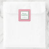 Candy Cane Gestreepte Zakelijk Vierkante Sticker (Tas)