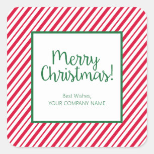 Candy Cane Gestreepte Zakelijk Vierkante Sticker