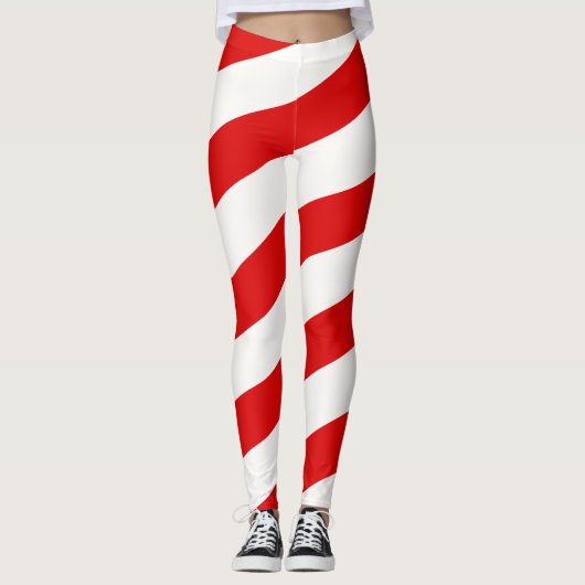 Candy Cane gestripte Leggings (Voorkant)