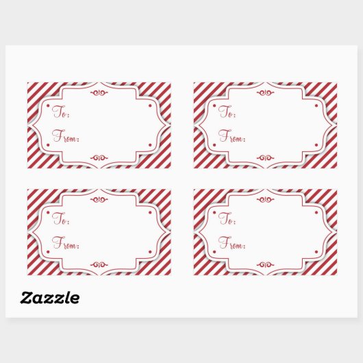 Candy Cane Gift Label Sticker (Vel)