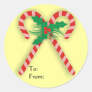 Candy Cane Gift Label Sticker
