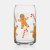 Candy Cane Gingerbread Man Snowy Christmas Blikvorm Glas (Achterkant)