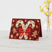 Candy Cane Gingerbrood Man Kaart (Gele Bloem)