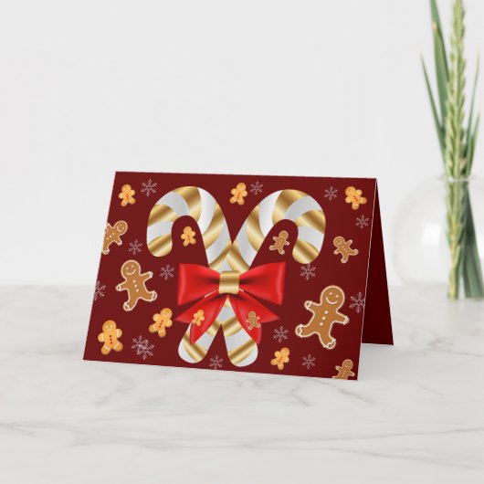 Candy Cane Gingerbrood Man Kaart (Voorkant)