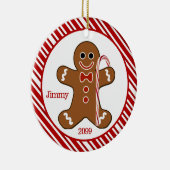 Candy Cane Gingerbrood Man kerstversiering Keramisch Ornament (Rechts)