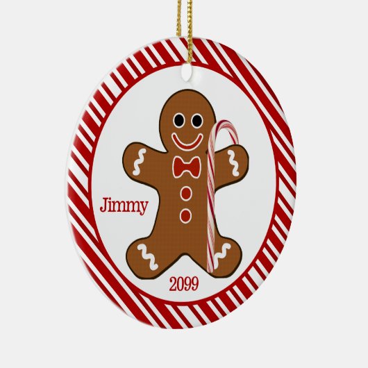 Candy Cane Gingerbrood Man kerstversiering Keramisch Ornament (Rechts)