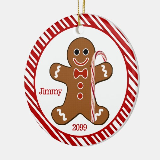 Candy Cane Gingerbrood Man kerstversiering Keramisch Ornament (Links)