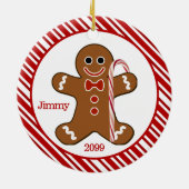 Candy Cane Gingerbrood Man kerstversiering Keramisch Ornament (Achterkant)