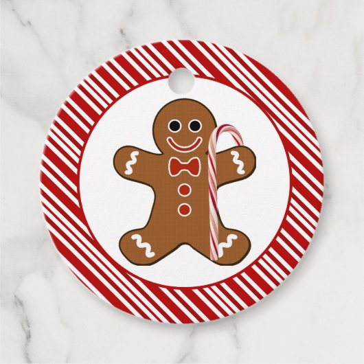 Candy Cane Gingerbrood Man met kerstcadeaus F Bedankjes Labels (Voorkant)