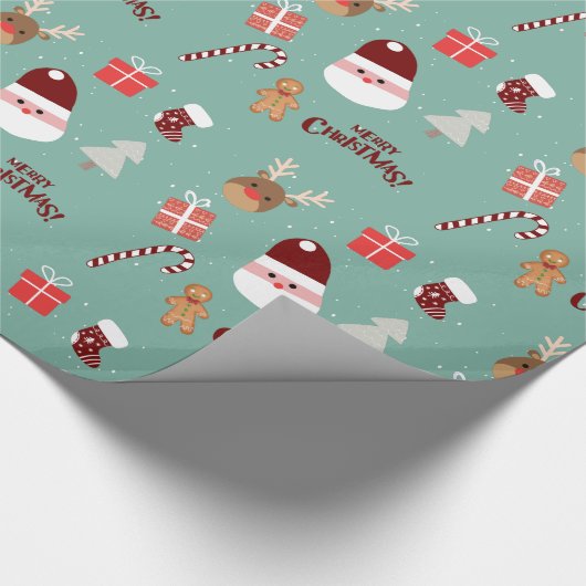 Candy Cane Gingerbrood Pattern Cadeaupapier (Hoek)