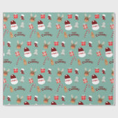 Candy Cane Gingerbrood Pattern Cadeaupapier (Vlak)