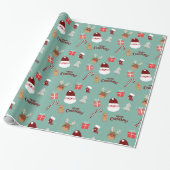 Candy Cane Gingerbrood Pattern Cadeaupapier (Uitgerold)