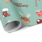 Candy Cane Gingerbrood Pattern Cadeaupapier (Rol Hoek)