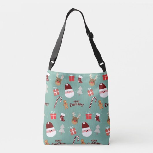 Candy Cane Gingerbrood Pattern Crossbody Tas (Achterkant)