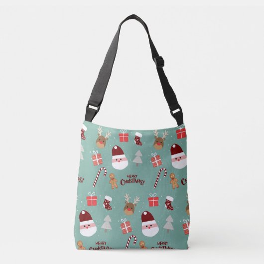 Candy Cane Gingerbrood Pattern Crossbody Tas (Voorkant)