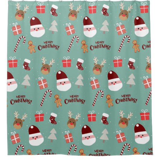 Candy Cane Gingerbrood Pattern Douchegordijn (Voorkant)