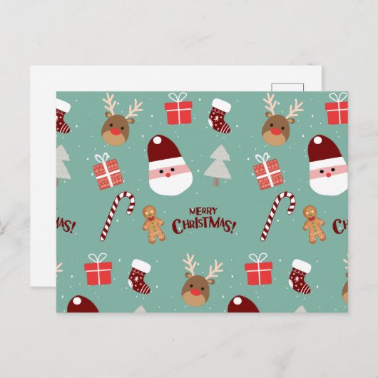 Candy Cane Gingerbrood Pattern Feestdagenkaart (Voorkant / Achterkant)