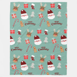 Candy Cane Gingerbrood Pattern Fleece Deken