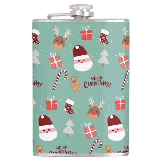 Candy Cane Gingerbrood Pattern Heupfles (Voorkant)