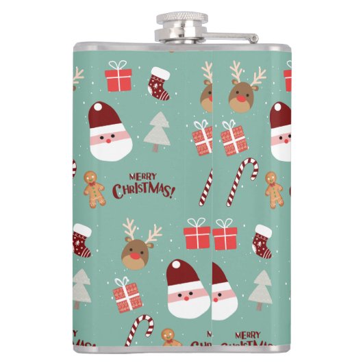 Candy Cane Gingerbrood Pattern Heupfles (Achterkant)