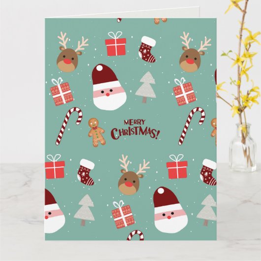 Candy Cane Gingerbrood Pattern Kaart (Gele Bloem)