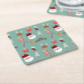 Candy Cane Gingerbrood Pattern Kartonnen Onderzetters (Schuin)