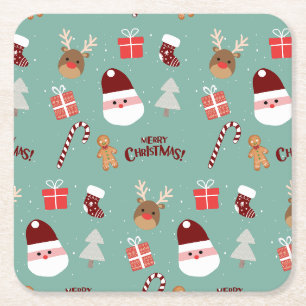 Candy Cane Gingerbrood Pattern Kartonnen Onderzetters