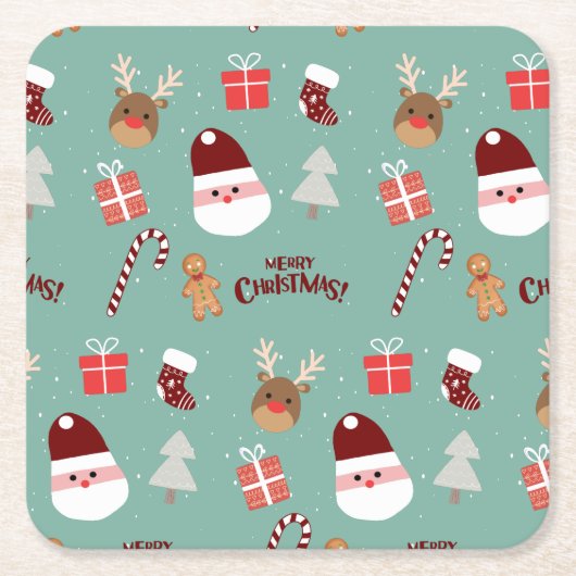 Candy Cane Gingerbrood Pattern Kartonnen Onderzetters (Voorkant)