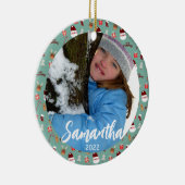 Candy Cane Gingerbrood Pattern Keramisch Ornament (Rechts)