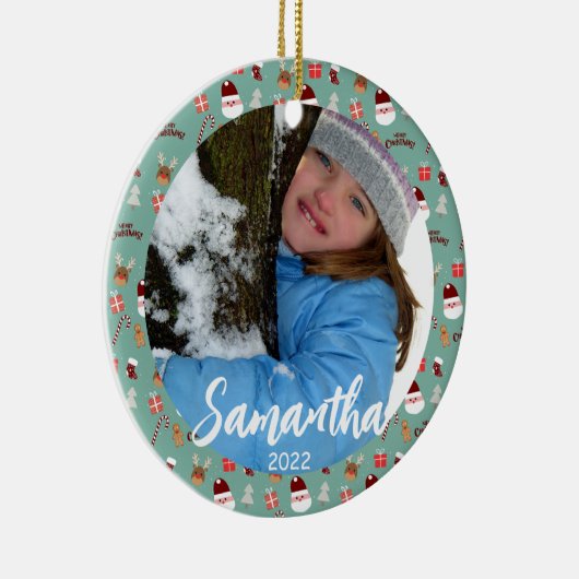 Candy Cane Gingerbrood Pattern Keramisch Ornament (Rechts)