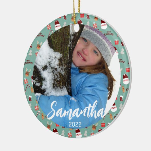 Candy Cane Gingerbrood Pattern Keramisch Ornament (Links)