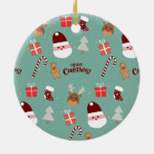 Candy Cane Gingerbrood Pattern Keramisch Ornament (Achterkant)