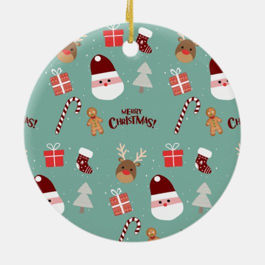 Candy Cane Gingerbrood Pattern Keramisch Ornament (Achterkant)