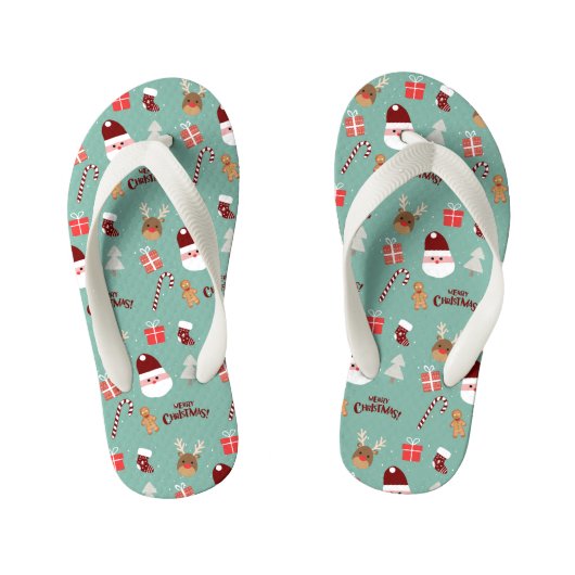 Candy Cane Gingerbrood Pattern Kinder Teenslippers (Voetbed)