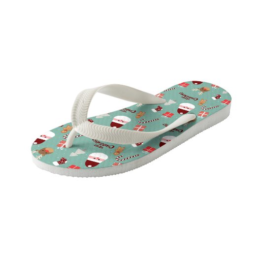 Candy Cane Gingerbrood Pattern Kinder Teenslippers (Schuin)