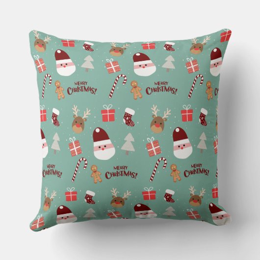 Candy Cane Gingerbrood Pattern Kussen (Achterkant)