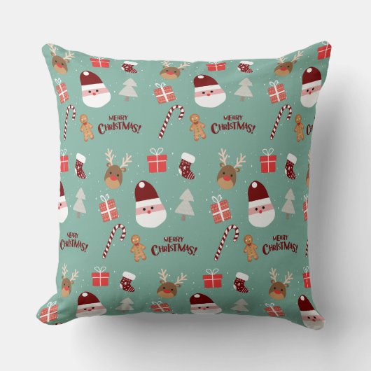 Candy Cane Gingerbrood Pattern Kussen (Voorkant)