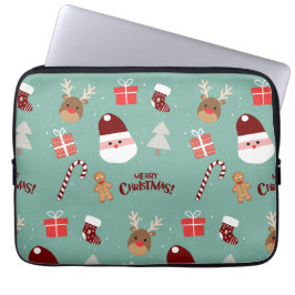 Candy Cane Gingerbrood Pattern Laptop Sleeve