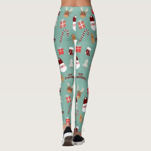 Candy Cane Gingerbrood Pattern Leggings (Achterkant)