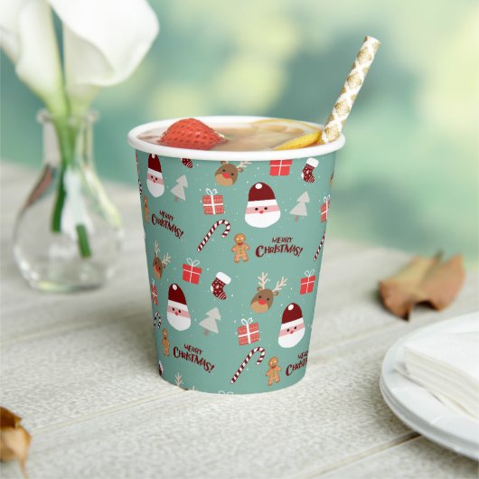 Candy Cane Gingerbrood Pattern Papieren Bekers (Insitu)